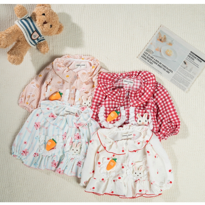 Set Dài Tay Thu Đông Bé Gái Liena's Closet Chất Đũi Mềm An Toàn Cho Bé Dễ Mặc Đi Học Đi Chơi DT11