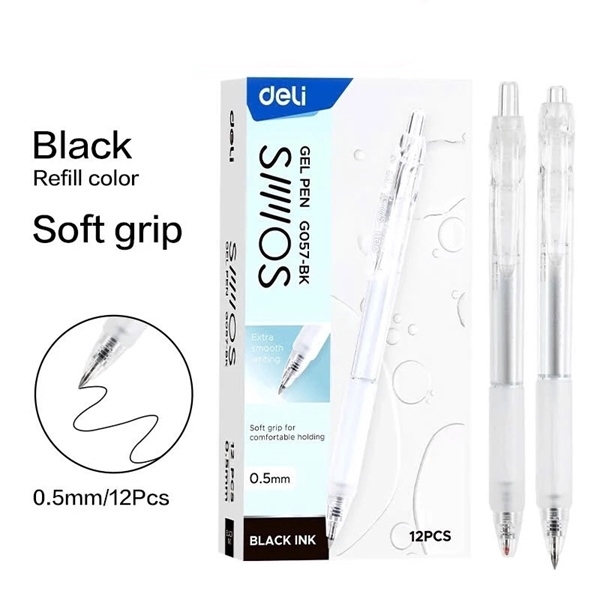 Bút Bi Gel Bấm Deli G057  Êm Trơn - Ngòi 0.5mm