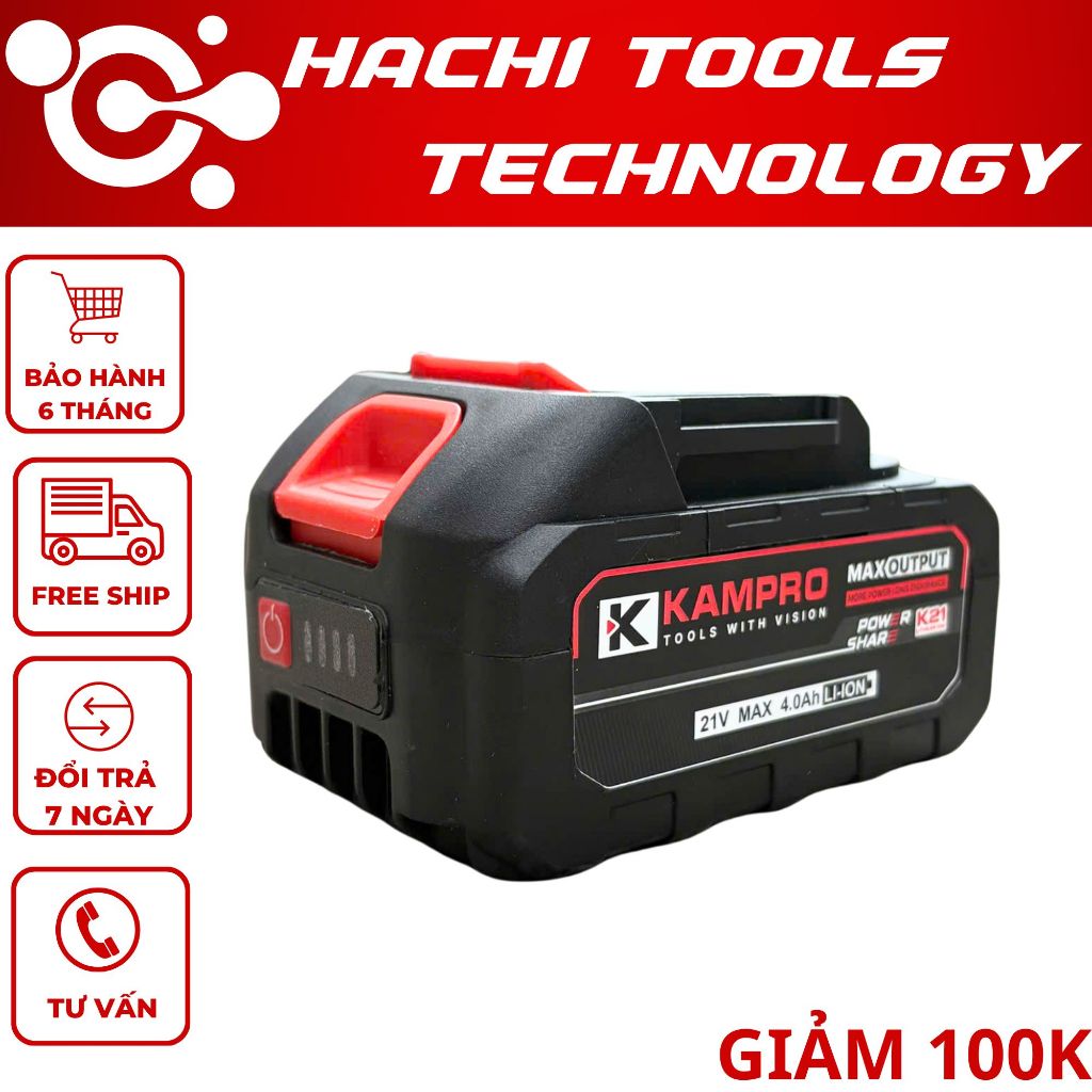 Pin Kampro, Pin 10 cell Kampro 21v có đèn báo pin Chân Pin Phổ Thông ...