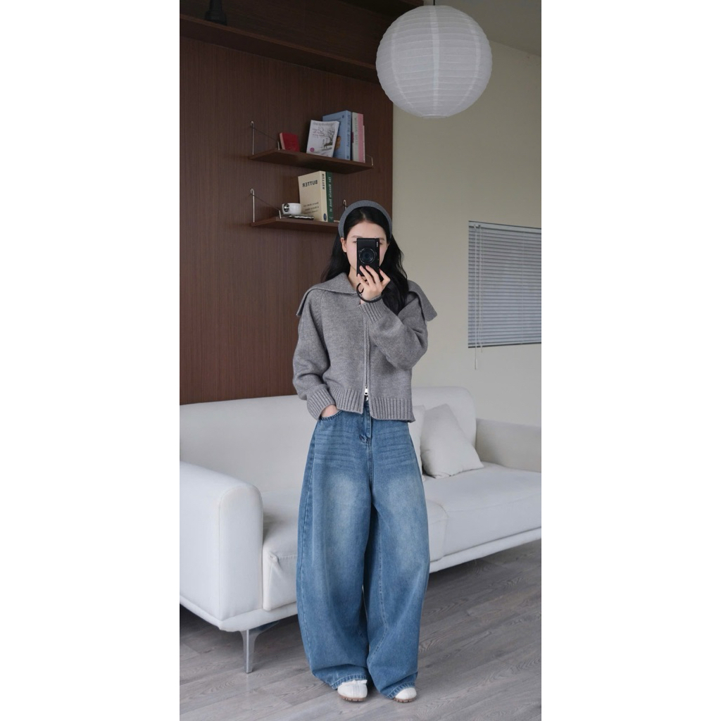 Quần jeans dáng rộng ỐNG CONG harem 8342 Nữ the.sweaterweather TSW