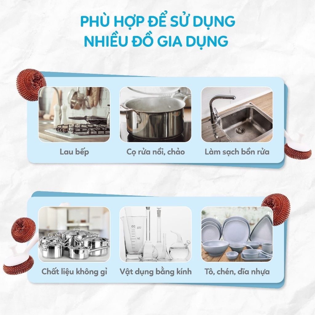 COMBO 4 Chổi Cọ Xoong Nồi Kèm 2 Miếng Cọ Nồi Đa Năng MyJae