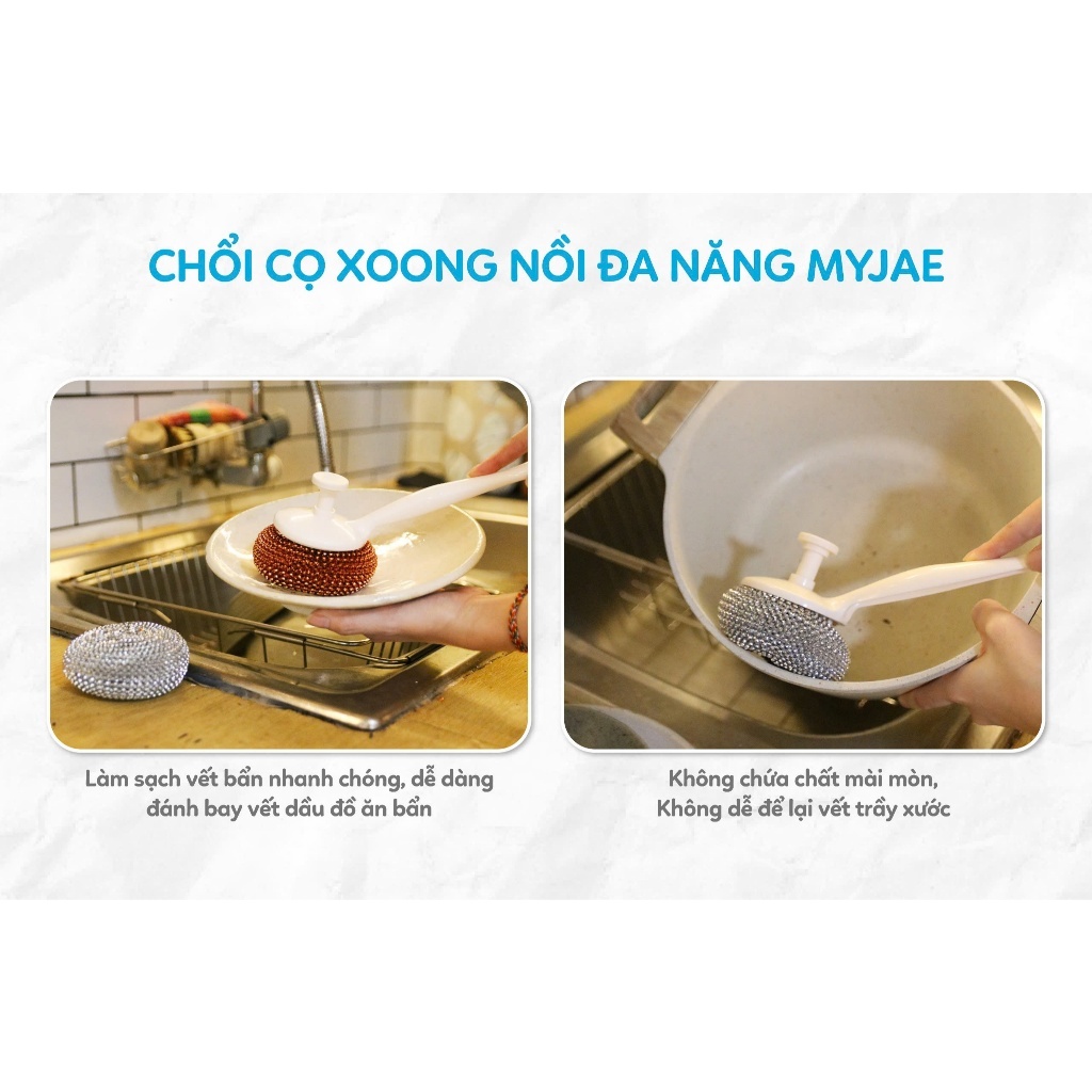 COMBO 4 Chổi Cọ Xoong Nồi Kèm 2 Miếng Cọ Nồi Đa Năng MyJae
