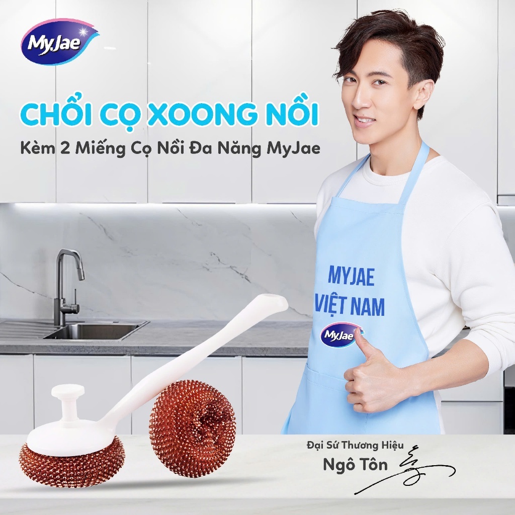 [Outlet S2] Chổi Cọ Xoong Nồi Kèm 2 Miếng Cọ Nồi Đa Năng MyJae Siêu Tiện Lợi