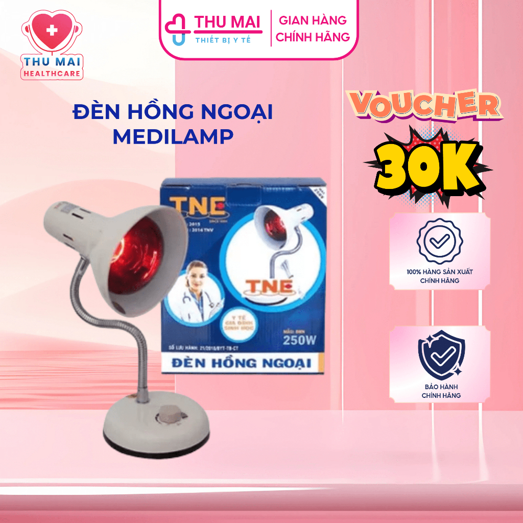 [VOUCHER 30K MB] Đèn hồng ngoại TNE Medilamp có chiết áp kèm bóng 250W, giúp giãn mạch máu, đau thắt cơ, đau viêm khớp