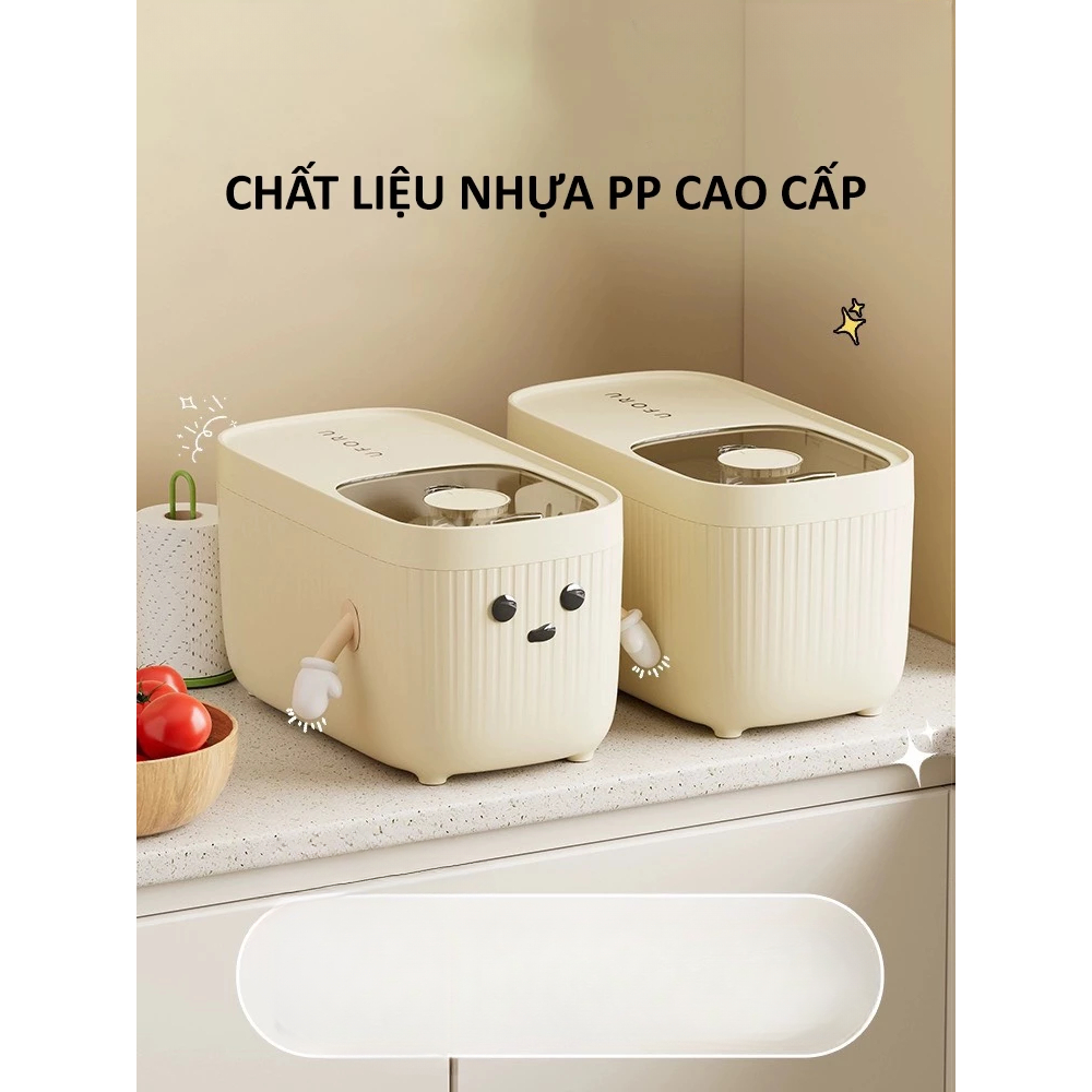 Thùng Gạo 5 -10-15Kg Đựng Ngũ Cốc, Thức Ăn Vật Nuôi Chống Ẩm Mốc, Côn Trùng Tặng Kèm Cốc Đong