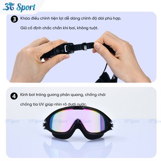 Kính bơi tráng gương toàn cảnh chống sương mù chống tia UV kính bơi người lớn nam nữ cao cấp KB-108