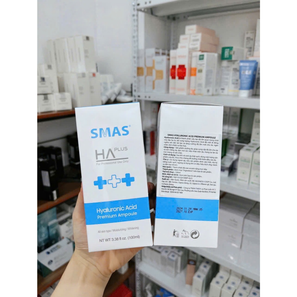 [HÀNG CÔNG TY]Serum cấp nước SMAS HA Plus Hyaluronic Acid Premium Ampoule - Serum Smas 100ml