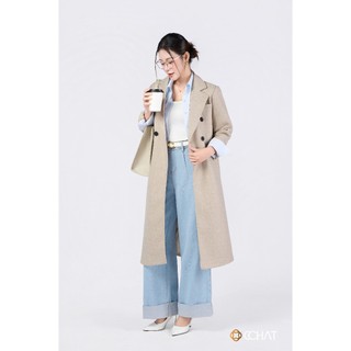 Áo Măng Tô 𝐂𝐂𝐇𝐀𝐓 Dáng Suông Dài 2 Hàng Khuy Chất Liệu Dạ Cao Cấp 24MDZ2005ST