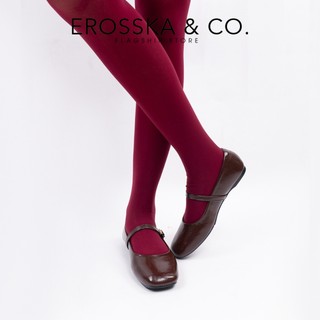 Erosska - Giày búp bê nữ hottrend balletcore đế bệt màu nâu cao 1cm - EL109