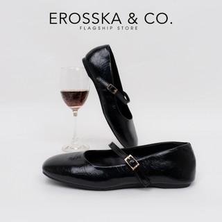 Erosska - Giày búp bê nữ hottrend balletcore đế bệt màu nâu cao 1cm - EL109