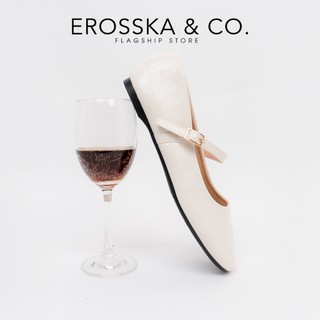 Erosska - Giày búp bê nữ hottrend balletcore đế bệt màu nâu cao 1cm - EL109