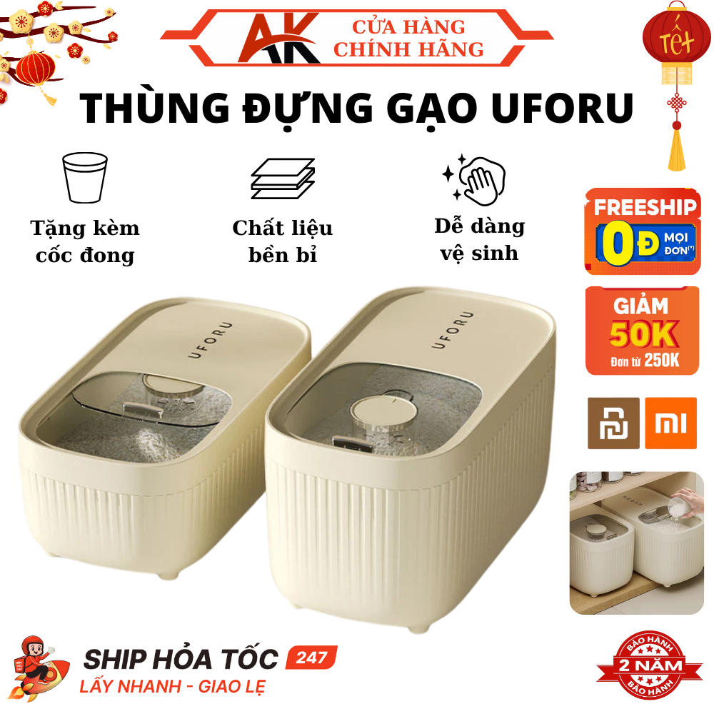 Thùng Gạo 5 -10-15Kg Đựng Ngũ Cốc, Thức Ăn Vật Nuôi Chống Ẩm Mốc, Côn Trùng Tặng Kèm Cốc Đong
