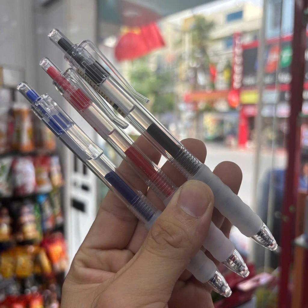 Bút Bi Gel Pen Deli Bấm Ngòi Deli Màu Xanh, Đen Viết Mượt, Êm Tay - Mã Số :  G575-BK