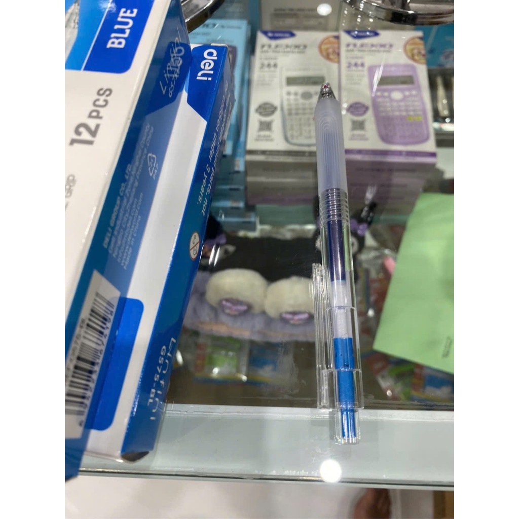 Bút Bi Gel Pen Deli Bấm Ngòi Deli Màu Xanh, Đen Viết Mượt, Êm Tay - Mã Số :  G575-BK