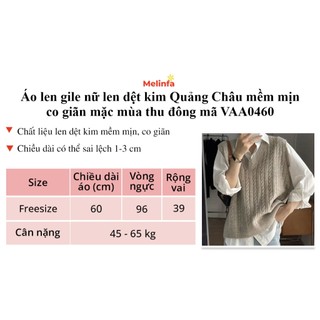 Áo len gile nữ, áo len cổ V len dệt kim mềm mịn co giãn mặc mùa thu đông MELINFA VAA0460