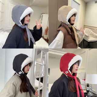 Mũ Bomber Lót Lông Cừu Dày Dặn Giữ Ấm Mùa Đông LUX HOME, Mũ Trùm Tai Chống Gió Chống Nước Phong Cách Hàn Quốc Cho Nữ
