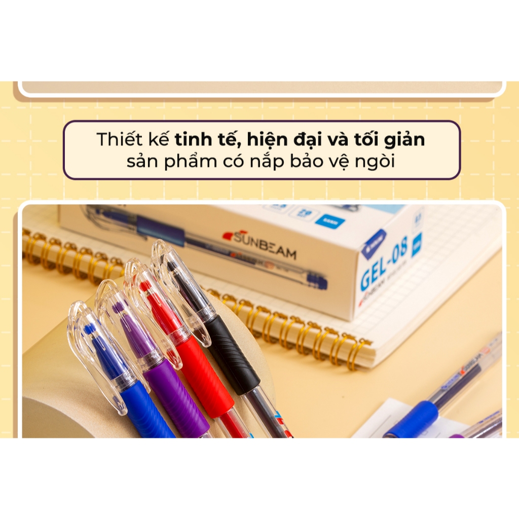Bút Gel Thiên Long Sunbeam GEL-08 - Bút mực nước, ngòi 0.5mm, nét viết êm mượt, phù hợp học sinh sinh viên