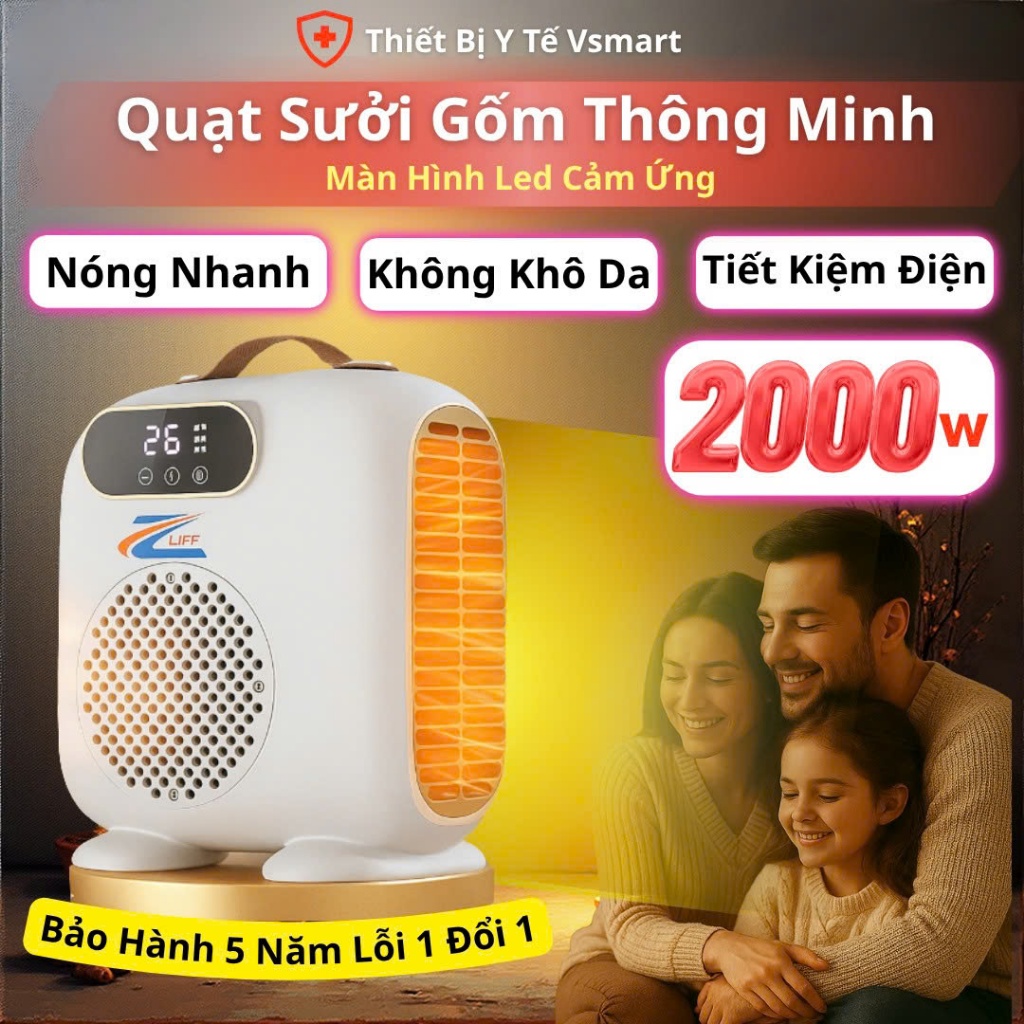 Quạt Sưởi Gốm Zlife 2000w, Máy Sưởi Ấm Tắm Cho Bé Sơ Sinh Làm Nóng Nhanh Không Bị Khô Da Khô Mũi