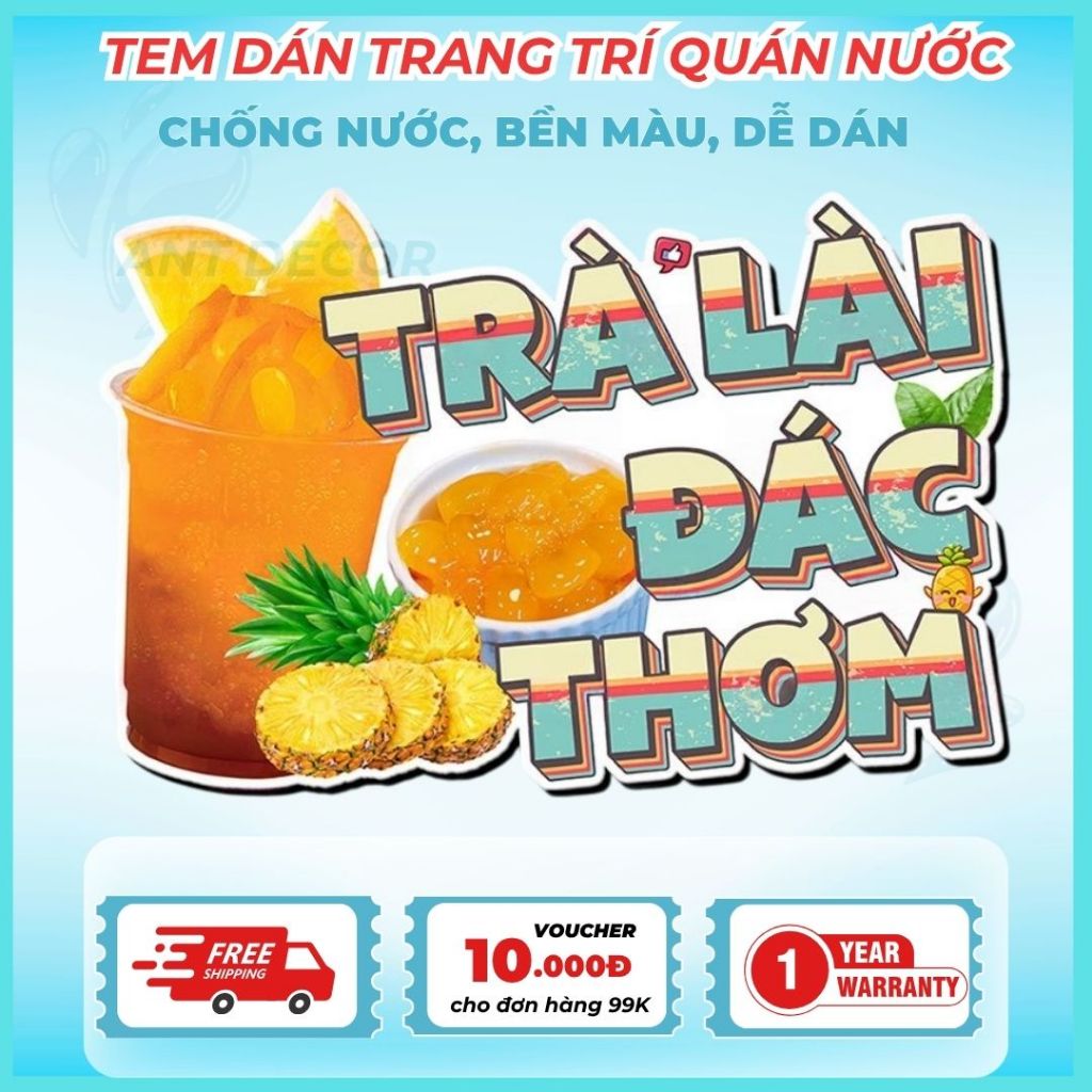 Hình dán trang trí Trà Lài Đác Thơm – Trang Trí Xe Nước Giải Khát – Dễ Dán, Bền Đẹp, Chống Nước