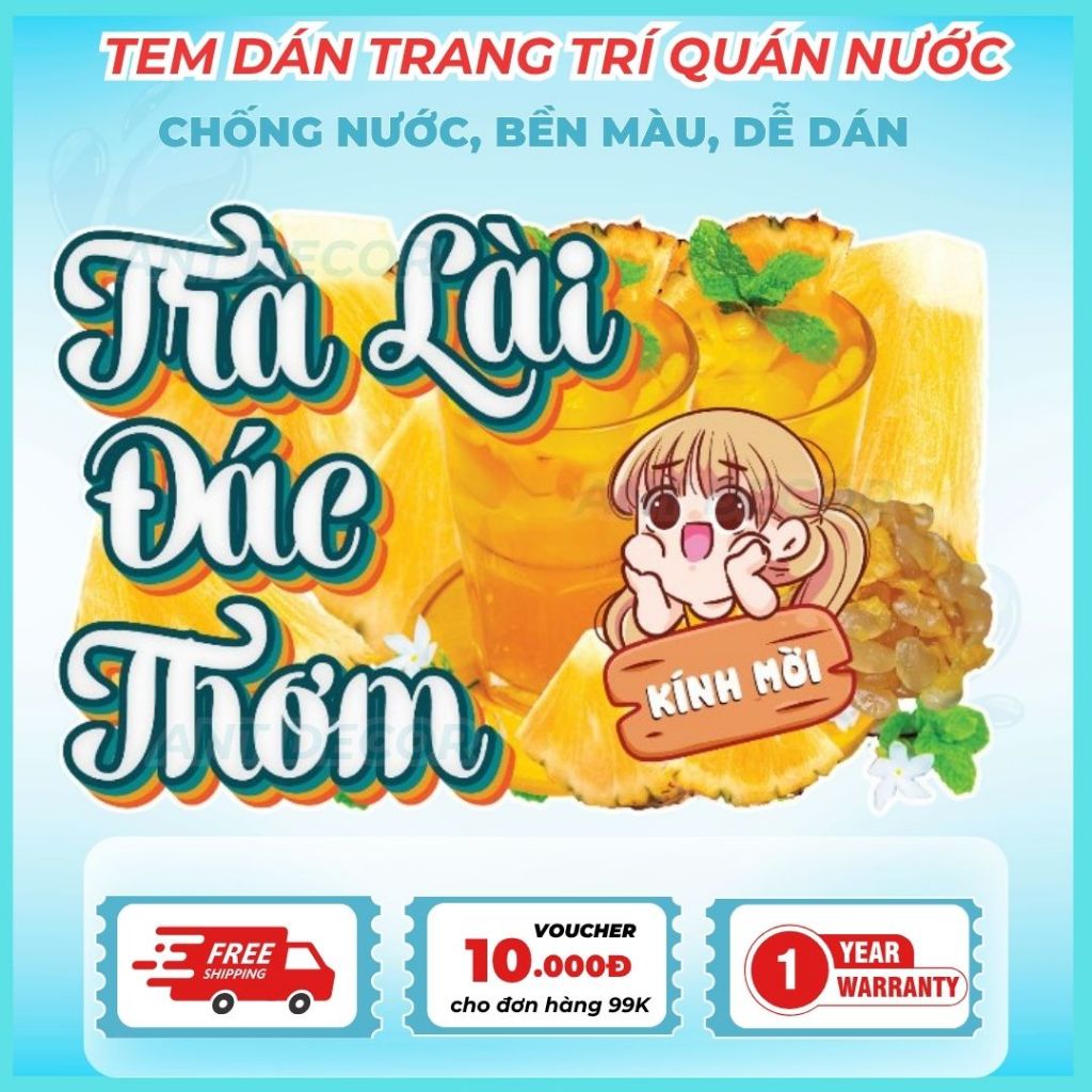 Hình dán trang trí Trà Lài Đác Thơm – Trang Trí Xe Nước Giải Khát – Dễ Dán, Bền Đẹp, Chống Nước
