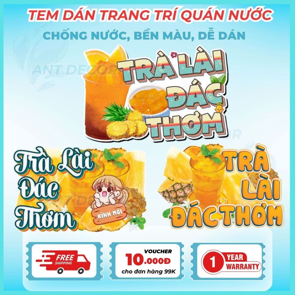 Hình dán trang trí Trà Lài Đác Thơm – Trang Trí Xe Nước Giải Khát – Dễ Dán, Bền Đẹp, Chống Nước