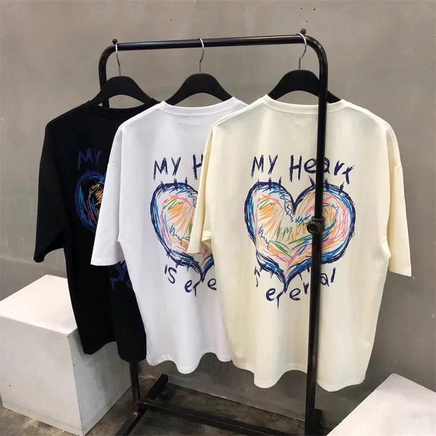 Áo thun Stee Cổ tròn MY HEART IS ETERNAL Localbrand ICVCVNI Unisex Cotton
