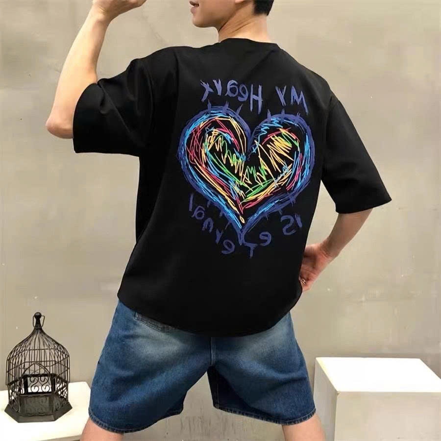 Áo thun Stee Cổ tròn MY HEART IS ETERNAL Localbrand ICVCVNI Unisex Cotton