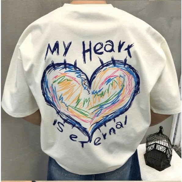 Áo thun Stee Cổ tròn MY HEART IS ETERNAL Localbrand ICVCVNI Unisex Cotton