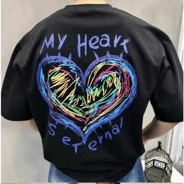 Áo thun Stee Cổ tròn MY HEART IS ETERNAL Localbrand ICVCVNI Unisex Cotton