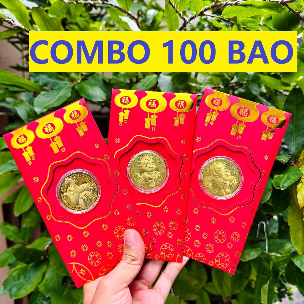 (Tết 2026) Bao lì xì hình con Ngựa mạ vàng , Bao lì xì Thần Tài quà tặng phong thủy, may mắn, tài lộc, Tết