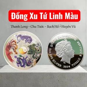Đồng Xu Tứ Linh: Thanh Long - Bạch Hổ - Chu Tước - Huyền Vũ | Đồng Xu May Mắn Tặng Tết