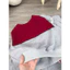 Set Bộ Nỉ Sọc Màu Xám Kèm Khăn Đỏ Nữ. Bộ Đồ Form Rộng Phong Cách Hàn Quốc