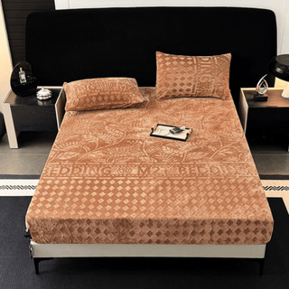 Ga giường và vỏ gối nỉ nhung cao cấp M2T BEDDING họa tiết in vân chìm sang trọng quý phái kích thước m6/m8/2m2
