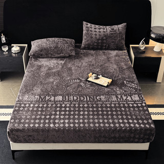 Ga giường và vỏ gối nỉ nhung cao cấp M2T BEDDING họa tiết in vân chìm sang trọng quý phái kích thước m6/m8/2m2