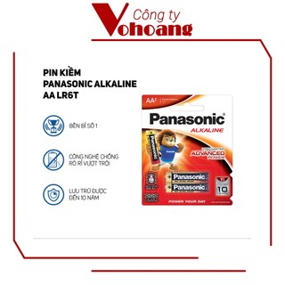 Vỉ 2 viên tiểu Panasonic Alkaline AA LR6T dung lượng cao, chống chảy, tương thích mọi thiết bị
