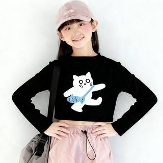 ÁO DàI Tay Bé GáI MớI ThiếT Kế HọA TiếT HoạT HìNh đơN GiảN áO DàI Tay áO Thun Bé GáI