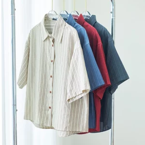 Áo sơ mi sọc tay ngắn nữ GILLEE (nhiều màu) form rộng dáng lửng vải cao cấp thoáng khí FAS389