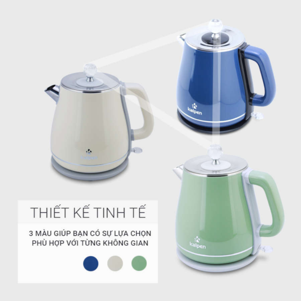 Ấm đun nước siêu tốc Kalpen sắc màu KK9901- 3 màu