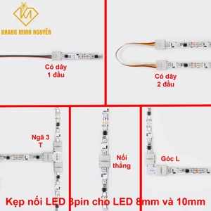 Đầu nối led dây 3pin - giắc nối LED dây 3pin - rắc nối dây LED 3pin - kẹp nối đèn LED 3p