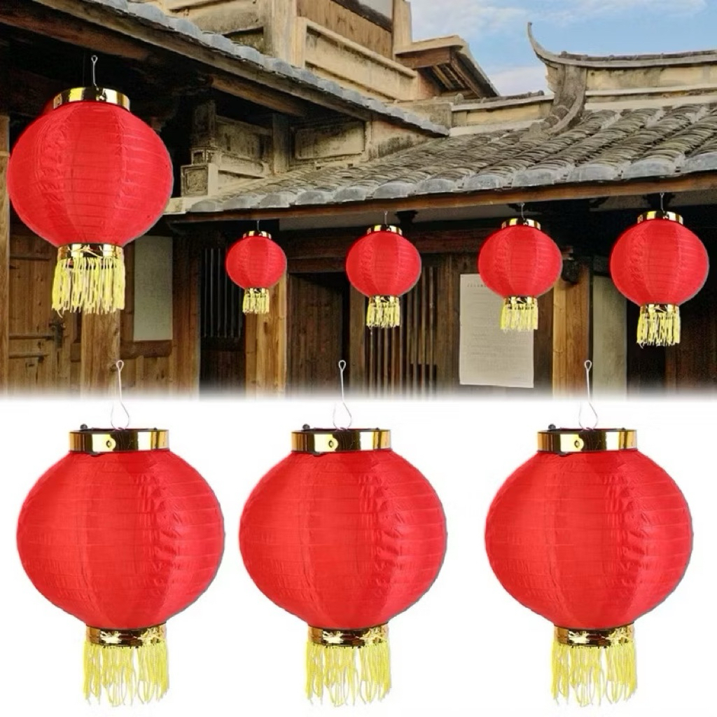 Đèn Lồng vải tròn có tua rua trang trí Tết , nhà hàng, quán cà phê chống nước,Đền Chùa,trường học lễ hội giá rẻ