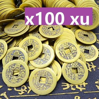 Đồng Xu Ngũ Đế Phong Thuỷ Combo Túi 100 Xu Cổ Âm Dương