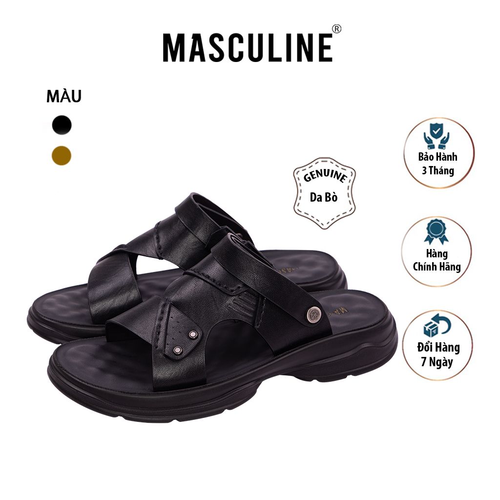 Dép da nam cao cấp MASCULINE, Dép trung chính hãng, thiết kế lịch lãm đẳng cấp phái mạnh - MDG24.1