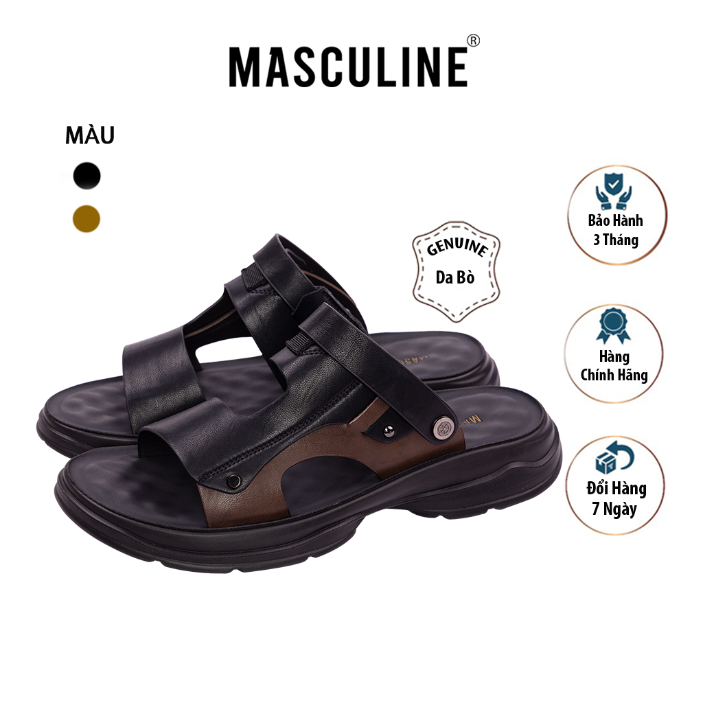 Dép da nam cao cấp MASCULINE, Dép trung chính hãng, thiết kế lịch lãm đẳng cấp phái mạnh - MDG24.2