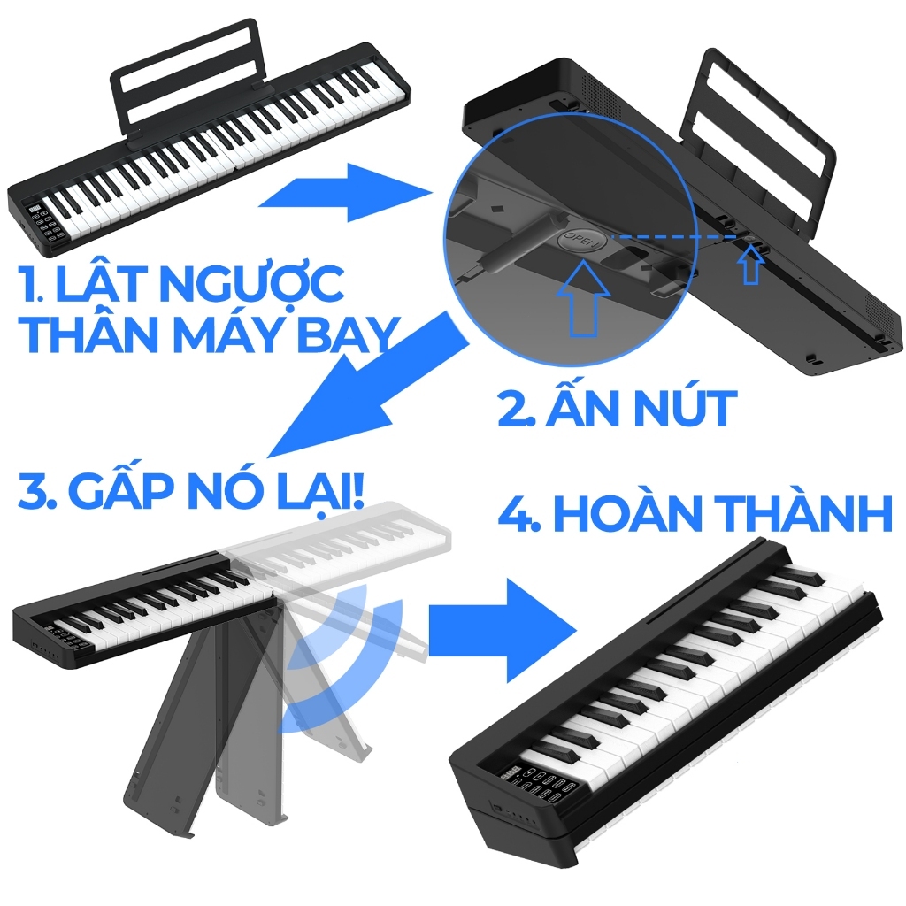 Đàn Piano Điện Gấp Gọn Expose DE-66/DE-88  88 Phím Nặng Cảm Lực Kết Nối Bluetooth MIDI