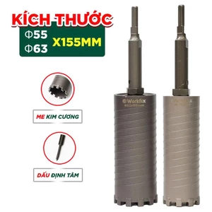 Mũi khoan rút lõi bê tông Workfix WF-RL63 Workfix 155mm chuôi ngắn & dài