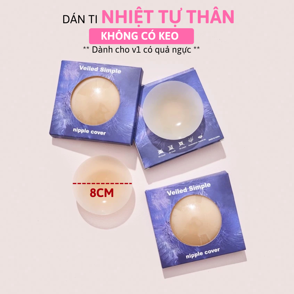 [Peinn] Miếng Dán Ngực Silicon Nhiệt Tự Thân Siêu Dính Chống Bám Bụi Dùng Nhiều Lần-Hộp Tím  174