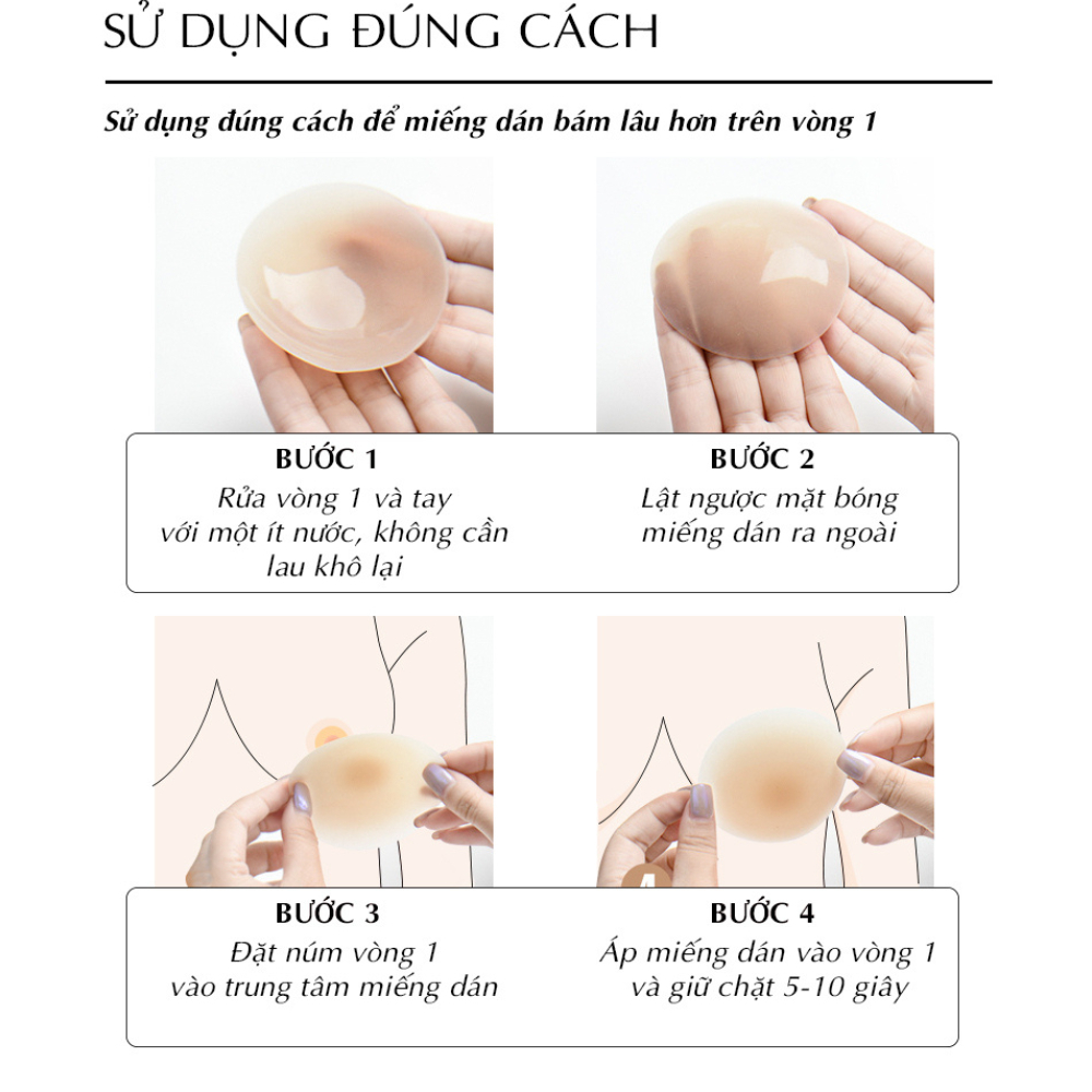 [Peinn] Miếng Dán Ngực Silicon Nhiệt Tự Thân Siêu Dính Chống Bám Bụi Dùng Nhiều Lần-Hộp Tím  174