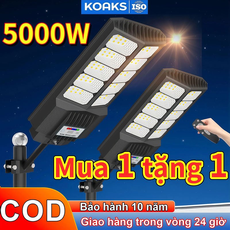 Đèn năng lượng mặt trời 5000W đèn sân vườn Tuổi thọ pin lâu dài Nạp điện nhanh chóng Chống thấm ngoài trờ