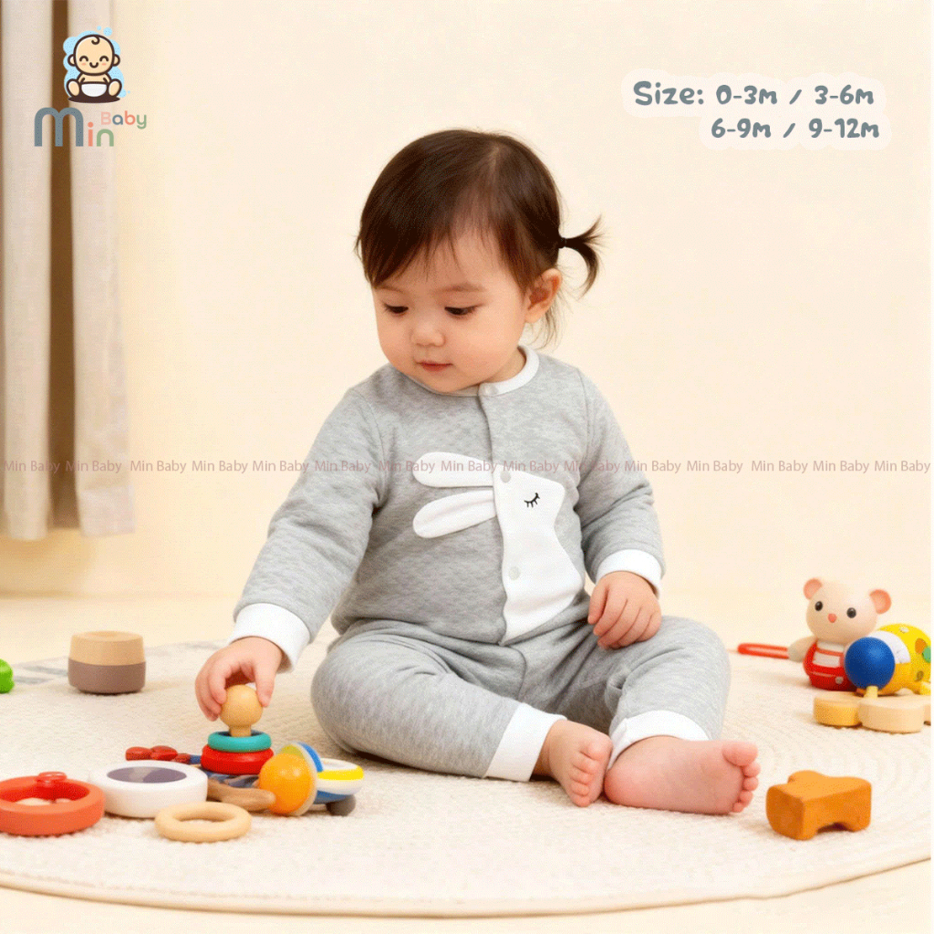 Body Dài Tay Cho Bé Gái Vải Cotton Dày Dặn,Thoáng Mát - Hàng Chính Hãng MIN0265