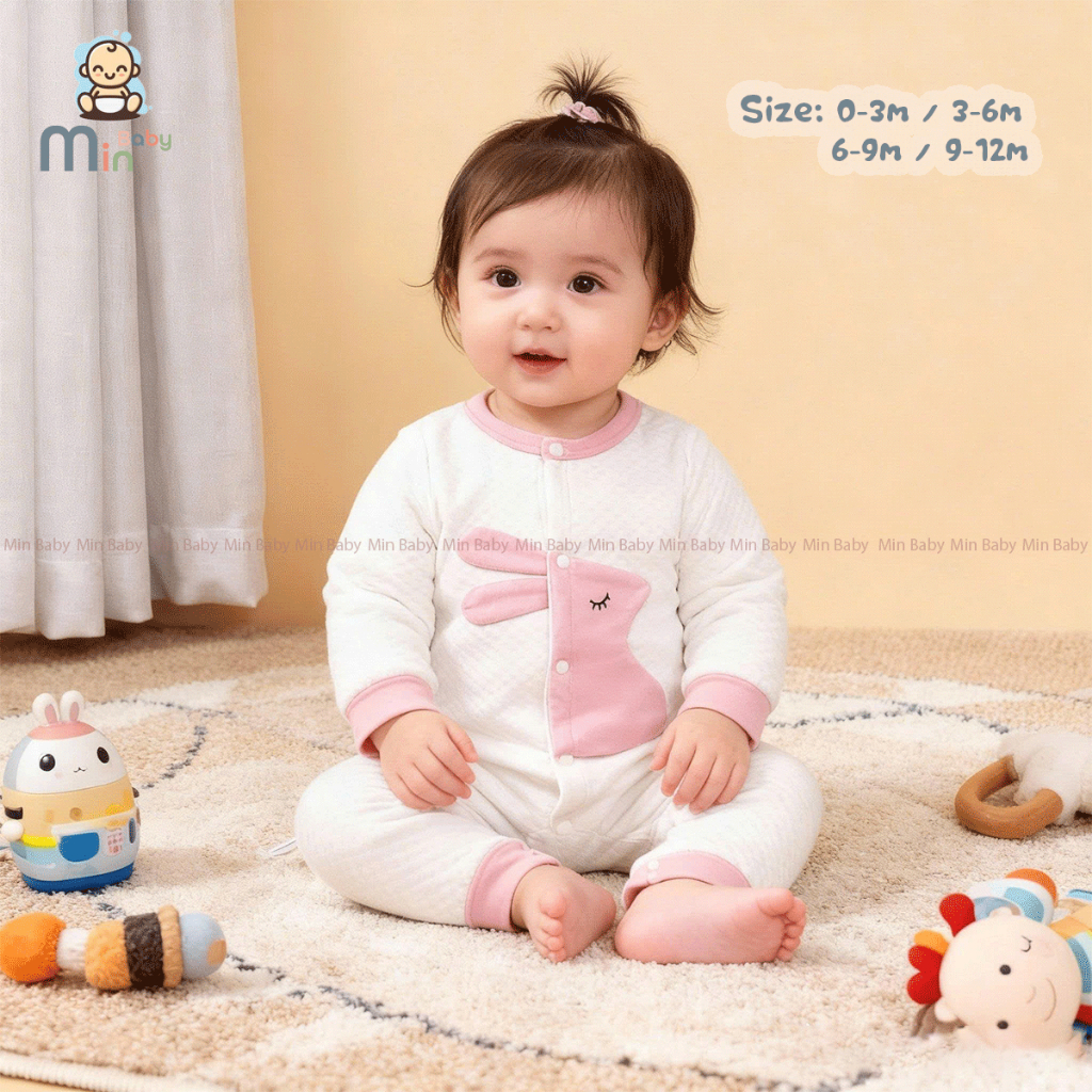 Body Dài Tay Cho Bé Gái Vải Cotton Dày Dặn,Thoáng Mát - Hàng Chính Hãng MIN0265